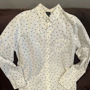 J. Crew Cream Shirt with Navy Star Pattern Size Large
